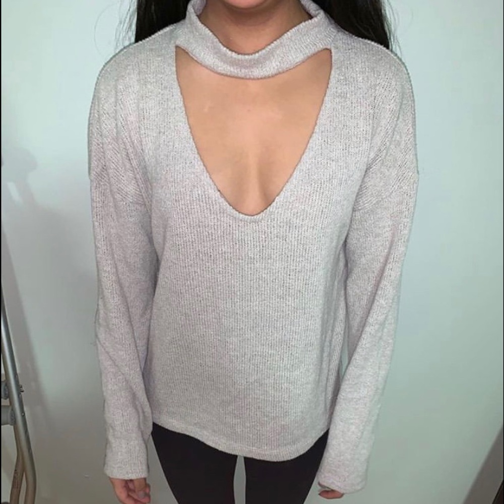 V Neck Collared Sweatshirt